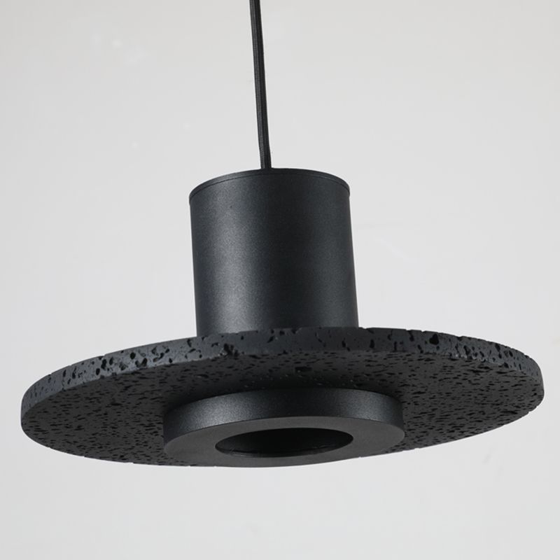 Single Head Stone Hanging Light Contemporary Creative Suspension Pendant in Black