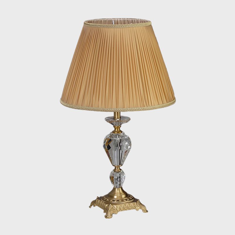 Lámpara nocturna de urna de cristal transparente iluminación de lectura contemporánea de 1 luces en amarillo con sombra plisada