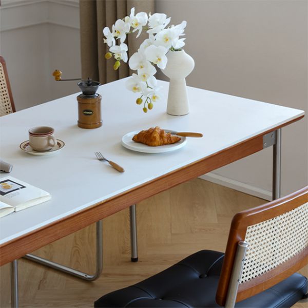 Modern Rectangle Dining Table with Stainless Steel Leg for Living Room