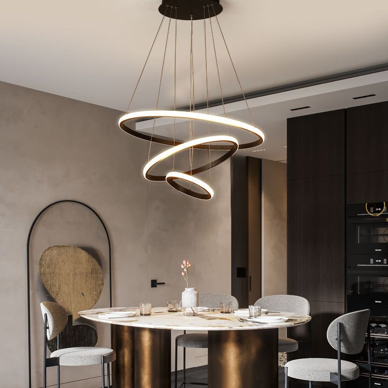 Luce il lampadario del soggiorno acrilico minimalista a ciondolo a led multi-anello Lumo lampadario