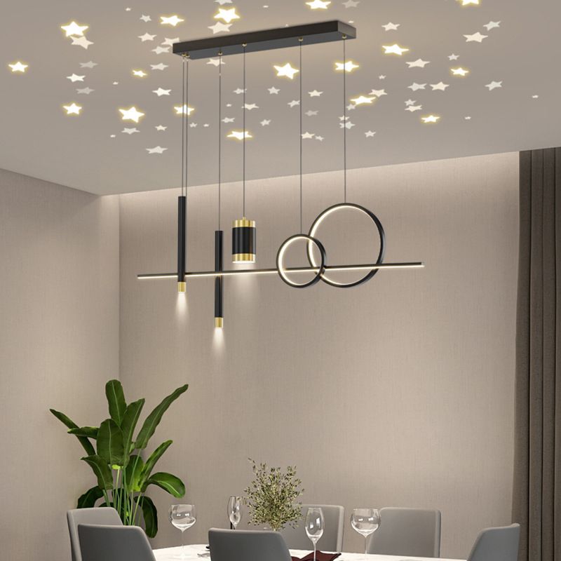 6/7-Light Contemporary Black Kitchen Island Lighting LED Ceiling Light for Bedroom