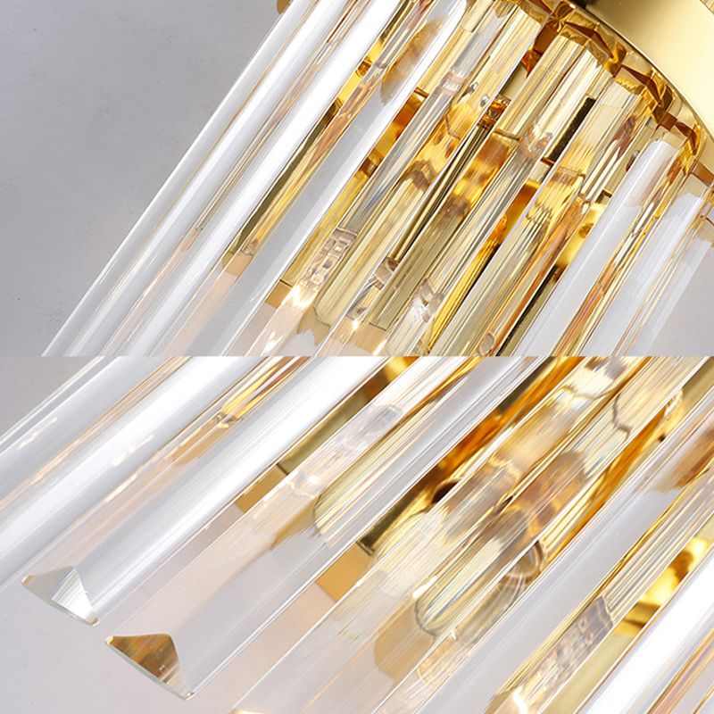Cylinder Wall Mounted Lamp Contemporary Style Clear Crystal 2 Bulbs Golden Wall Lighting for Living Room