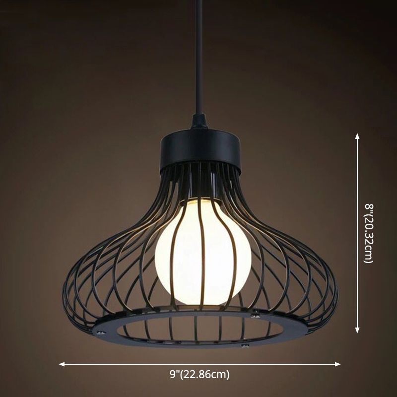 1 leichte Käfig -Leuchten Retro Industrial Style Metallic Hanging Pendell Leuchten für Bar