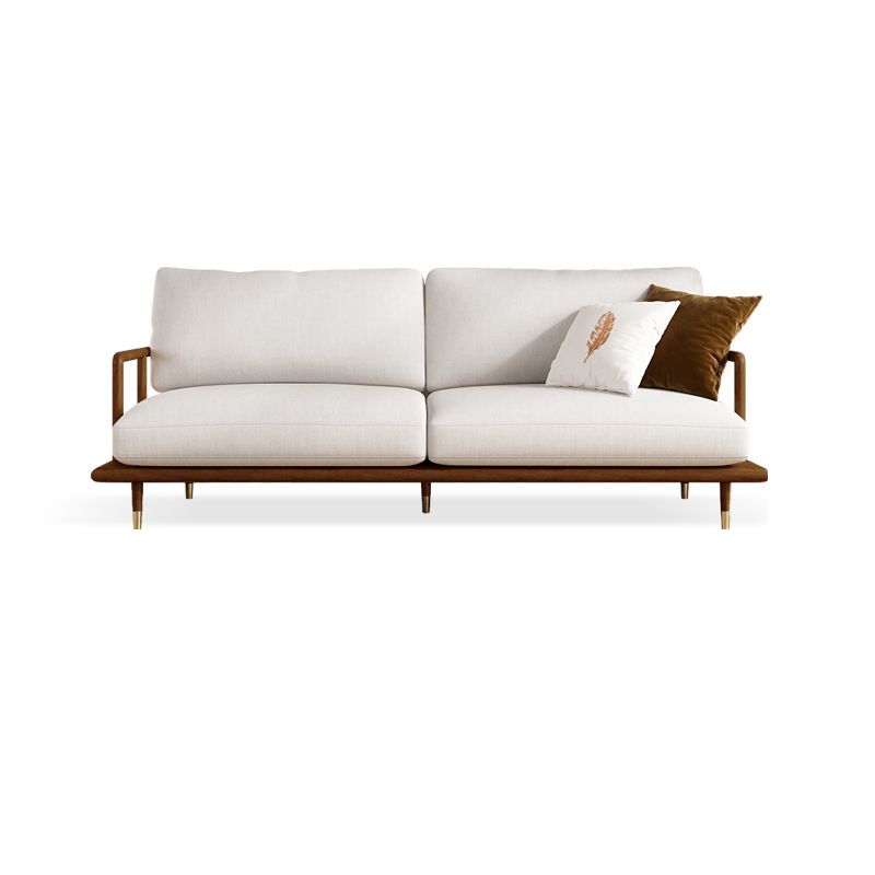Linen Modern Recessed Arm Sofa Standard Wooden Sofa for Living Room, Apartment
