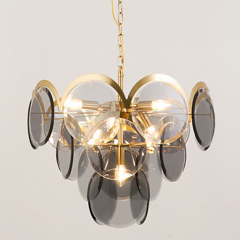 Nordic Metal Chandelier Geometric Pendant Lamps with Clear Glass for Living Room