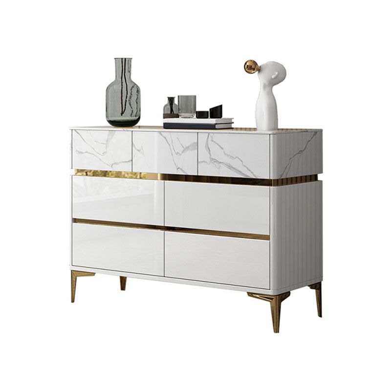 Glam Stone Bedroom Chest 16" Wide Storage Chest in White with Drawers