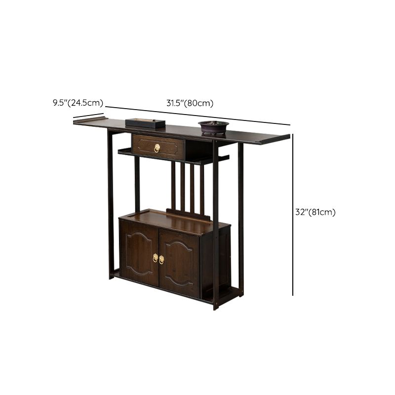 31"H Mid-Century Modern Console Table Single Drawer Sofa Table