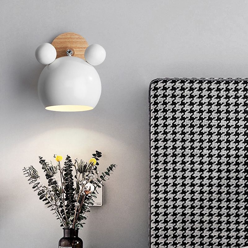 Modern Style Cartoon Animal Sconce Wall Light Metal 1 Light Wall Lamp for Child Bedroom