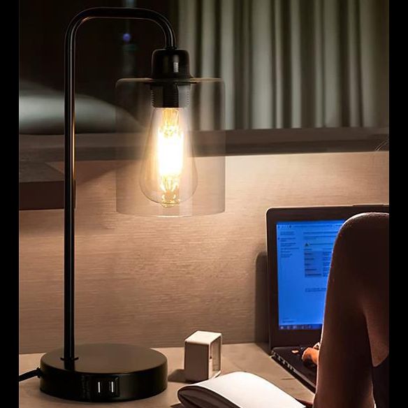 Industriële trommeltafel lichtglas 1 lichte tafellamp