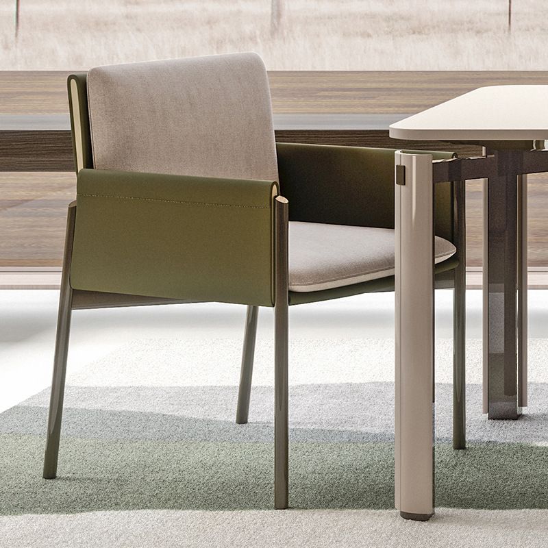 Modern Style Arm Chair Sponge Cushion Dining Chair of 22" Wide with Stainless Steel Legs