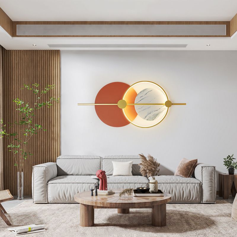 Round Shape Metal Wall Mounted Light Fixture Modern Style 1 Light Wall Light