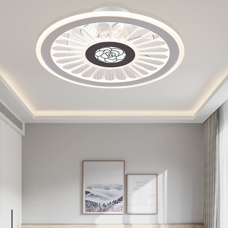 Metal Ceiling Fan Light Round Modern Ceiling Light Fixture for Bedroom