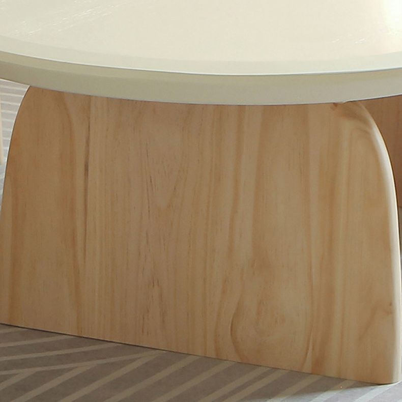 Oval Pine Wood Coffe Table with Wooden Sled Base Cocktail Table