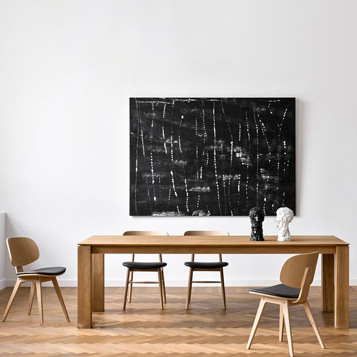Rectangle Pine Solid Wood Table Modern Dining Table with 4 Legs for Restaurant Living Room