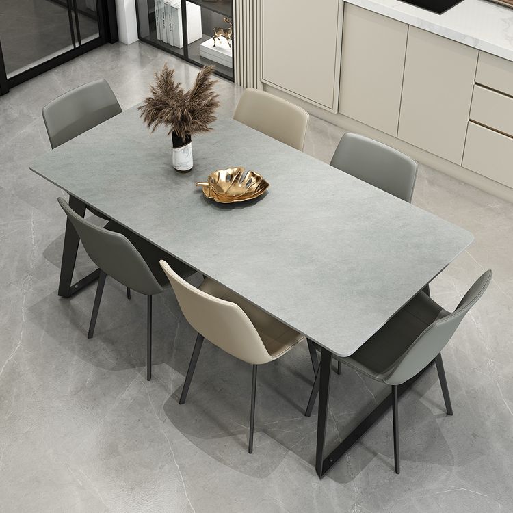 Modern Gray in Stone Table Rectangle Dining Room Table for Kitchen