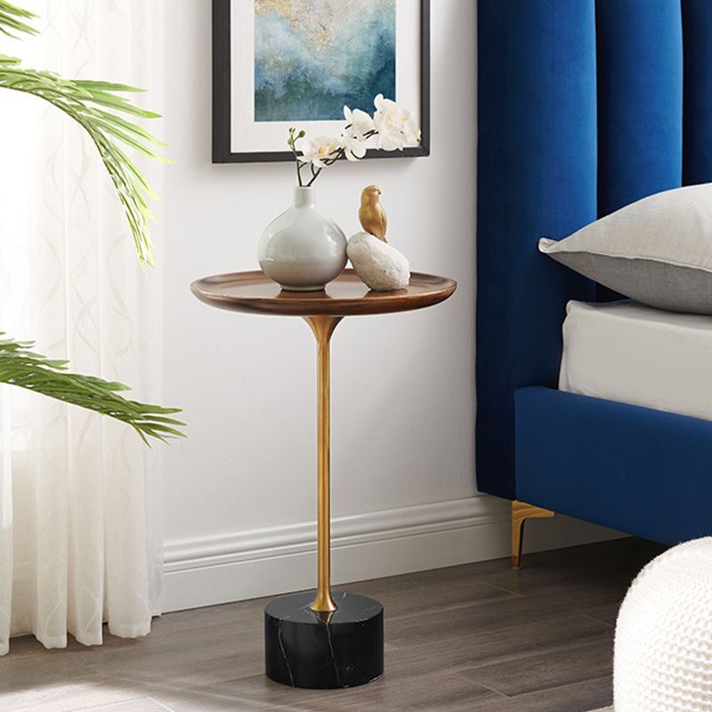 23.6"/27.5" Tall Marble Pedestal Side Table Wood Round Side End Table