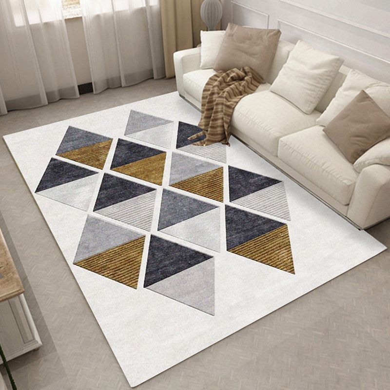 Trendy Geometry Pattern Rug Contemporary Polyester Area Carpet Washable Rug for Home Decoration