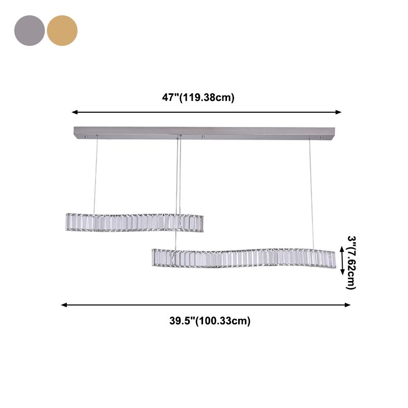 Contemporary Island Light Linear Crystal Island Chandelier Lights for Kitchen