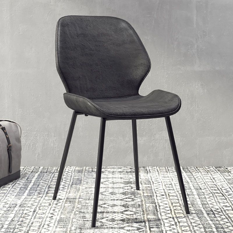 Contemporary Dining Chair Kitchen Wingback Armless Side Chair with Metal Legs