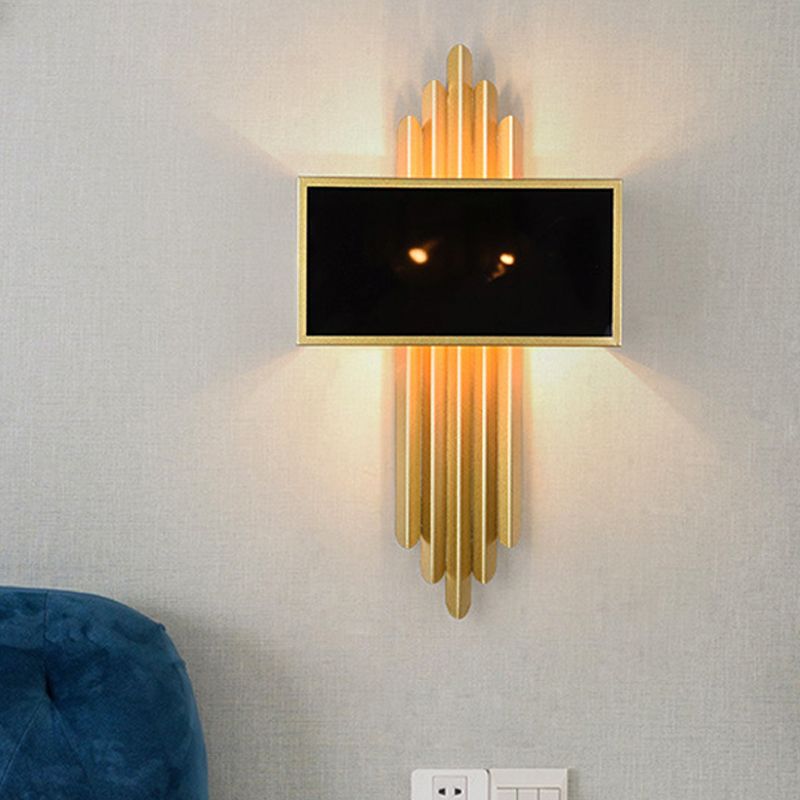 25.5 “/37.5" de latón de ancho 1 Luz de luz Luz de tela rústica Rectángulo de pared de pared para sala de estar