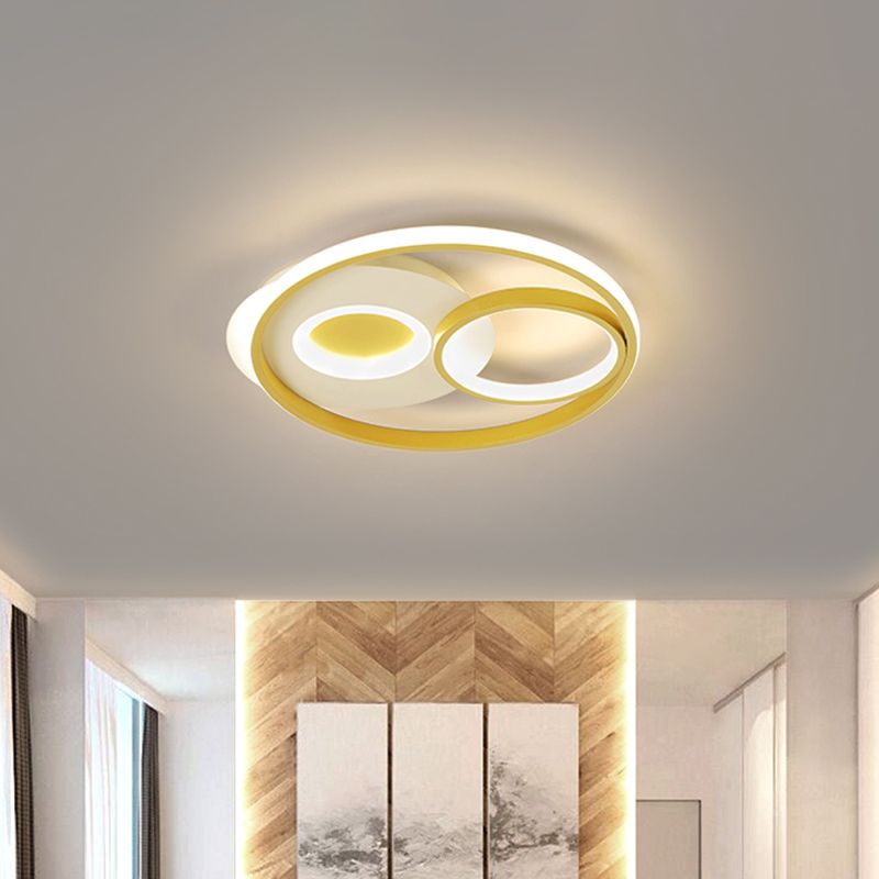 Gold Ring Ceiling Lighting Contemporary 16.5"/20.5" Width LED Metal Flushmount Light for Bedroom
