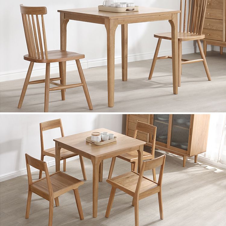 Table à manger carrée industrielle en bois table fixe avec chêne blanc