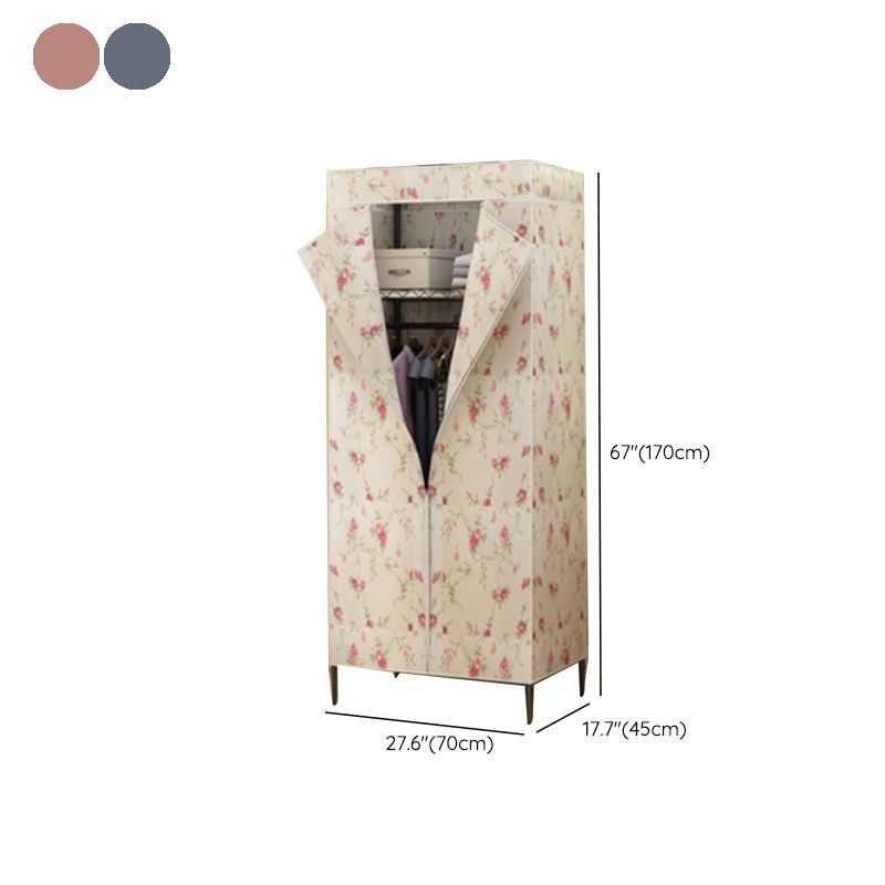 Contemporary Style 2-Shelf Wardrobe Steel Cloth Rod Included Wardrobe Closet