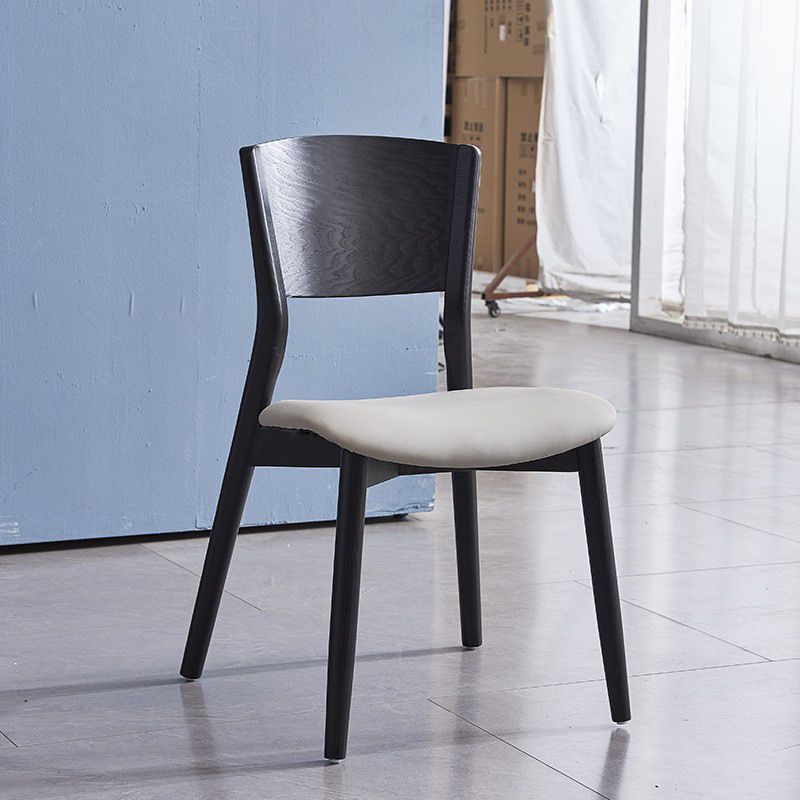Wood Kitchen Dining Side Chair Open Back Dining Side Chair in Black Frame