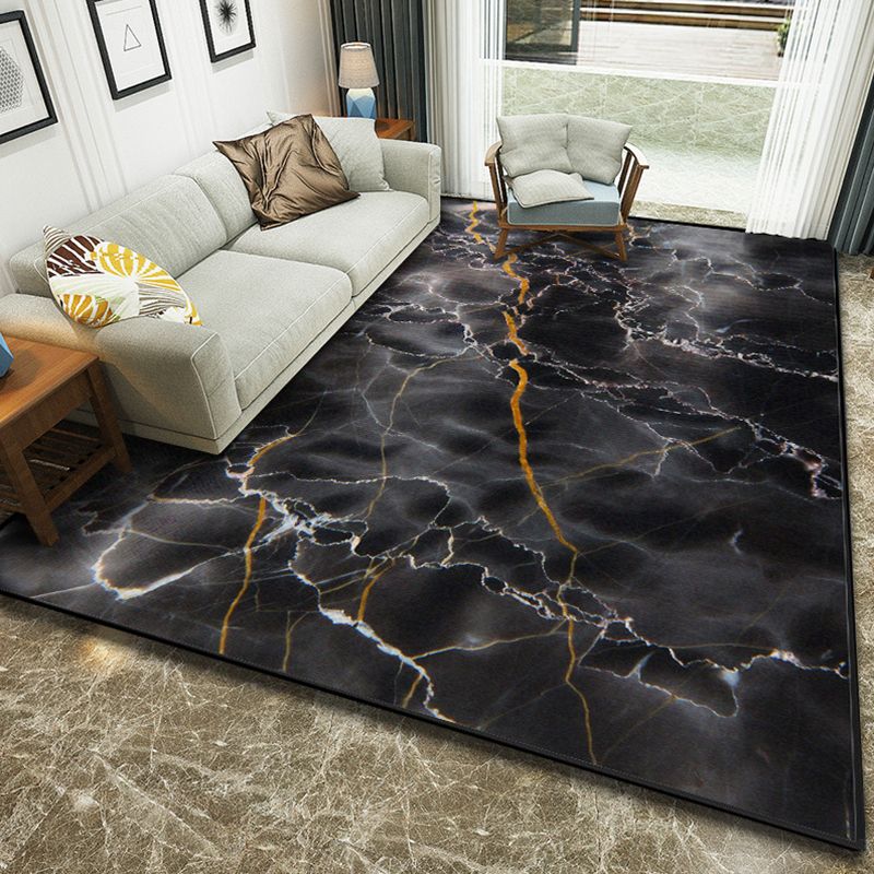 Art Deco Nordic Rug Multi Color 3D Marble Print Carpet Anti-Slip Stain Resistant Pet Friendly Rug for Great Room
