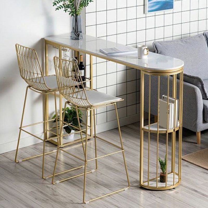 Industrial Style Bistro Bar Desk Marble Top Specialty Pub Table for Cafe