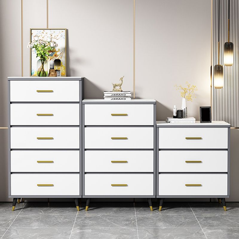 Stone Glam Storage Chest Bedroom Vertical Chest with Drawers