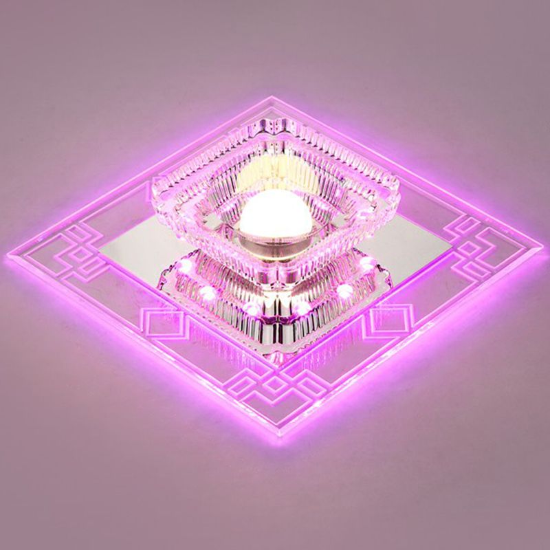 Crystal Squared LED Flush Mount Modern Clear Flushmount Ceiling Light for Entryway