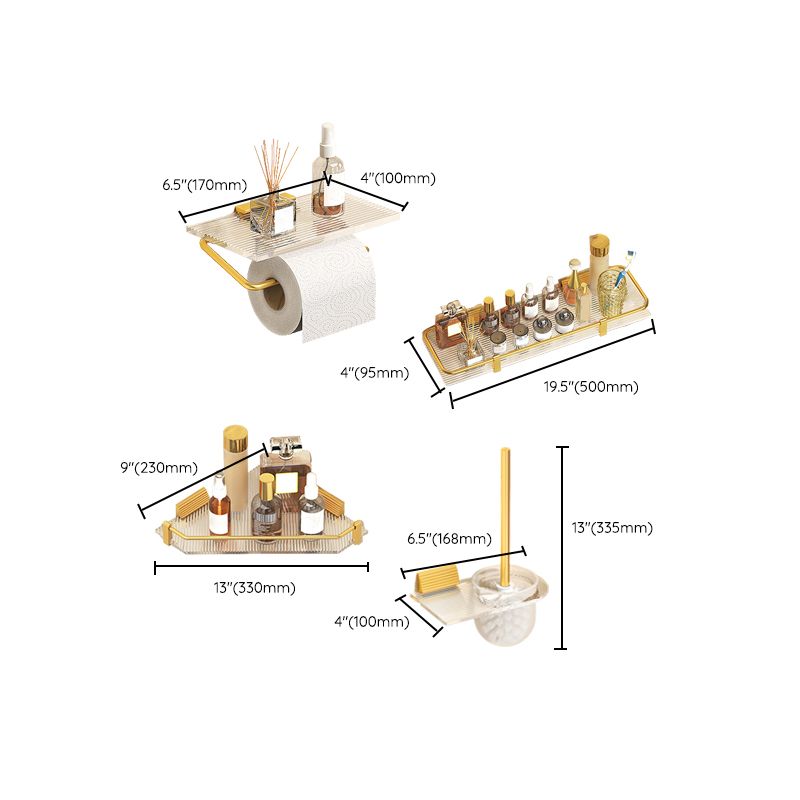 Modern 7-Piece Bathroom Accessory Set Metal Bathroom Set in Gold