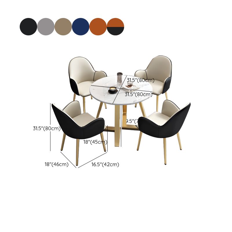 Glam Stone Furniture Set of 5 Round Shape Dinette Table with Upholstered Chair