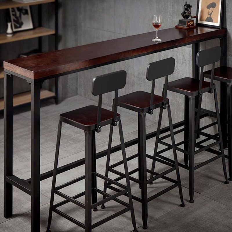 Modern 41.3"H Bar Table Black Iron Solid Wood Pub Table for Patio Use