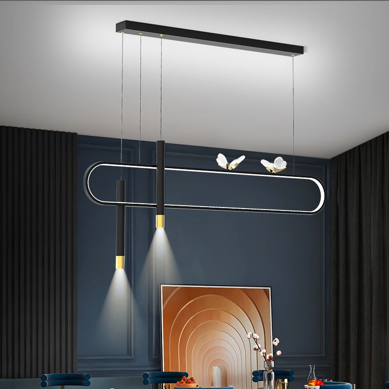 Linear Shape Island Lighting Ideas Contemporary Style Metal Island Pendants