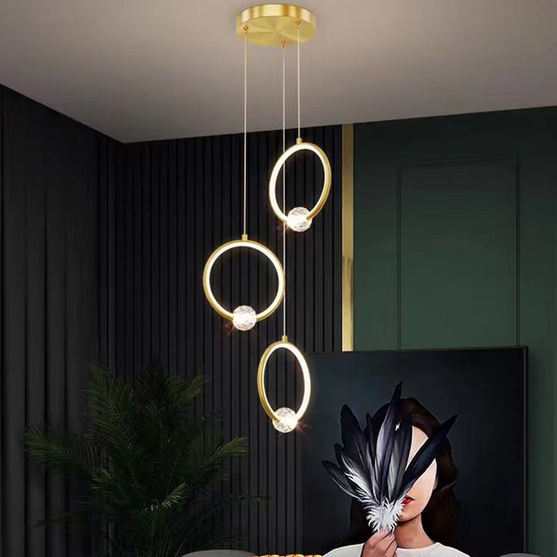 Modern Style Round Shade Hanging Light Crystal Light Pendant Lamp for Dining Room