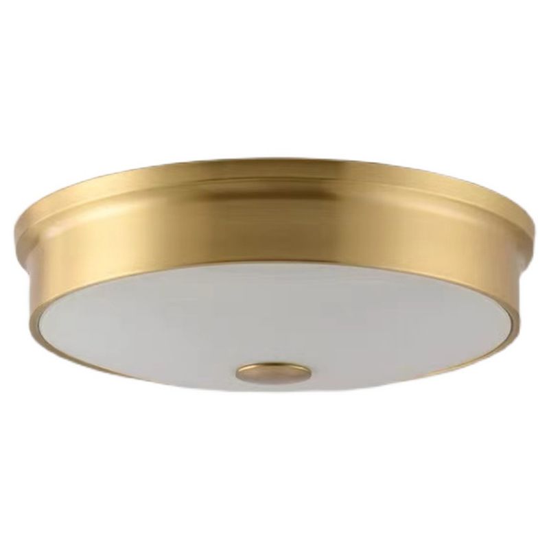 Modern Metal Ceiling Light Circle Shape Flush Mount with Glass Shade for Living Room