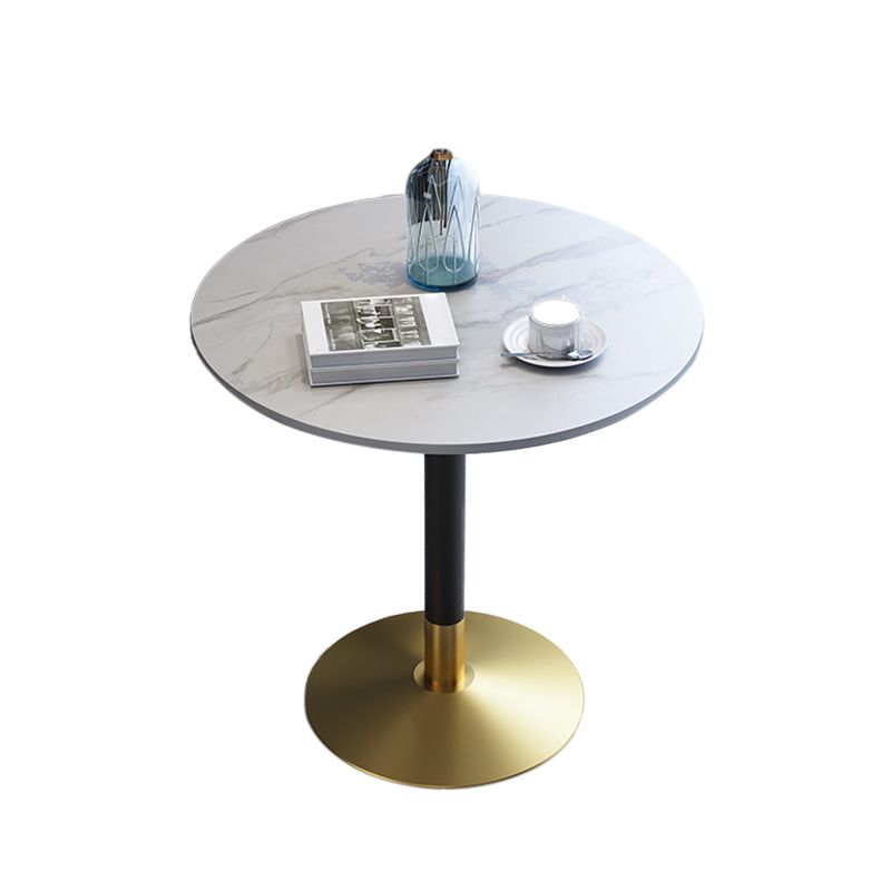 Metal Traditional Luxury Round Dining Table for Home Sintered Stone Table with Pedestal