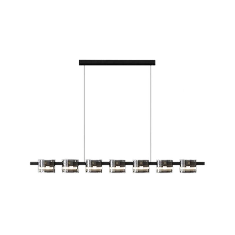 Unique Shape Hanging Lamp Modern Glass Island Lights in Black Finish