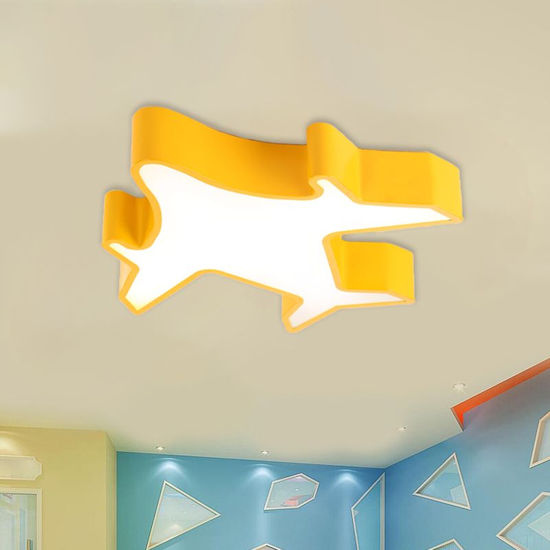 Airplane Bedroom Flush Lamp Fixture Acrylic LED Contemporary Ceiling Mounted Light in Red/Yellow/Blue