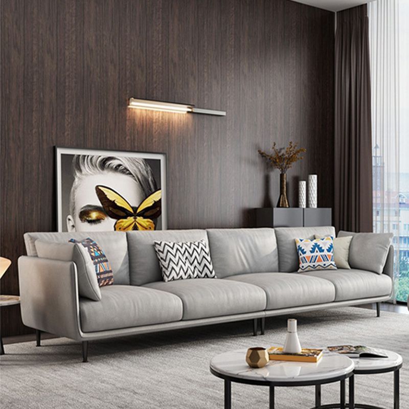 Faux Leather Contemporary Square Sofa Stain Resistant Standard Sofa for Living Room