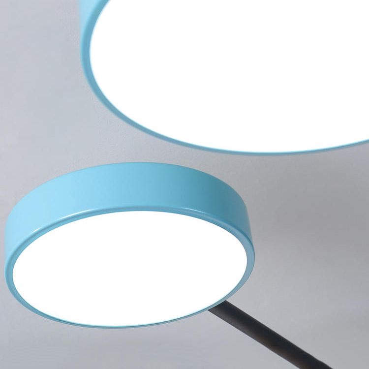 Multi Light Circle Ceiling Lamp Modern Macaron Style Metal Ceiling Lighting for Bedroom