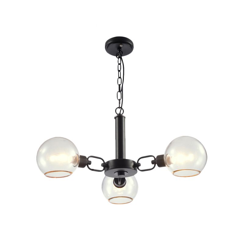 Post Modern Globe Shade Chandelier 3/6 Light Ceiling Pendant in Black/Gold/White for Living Room