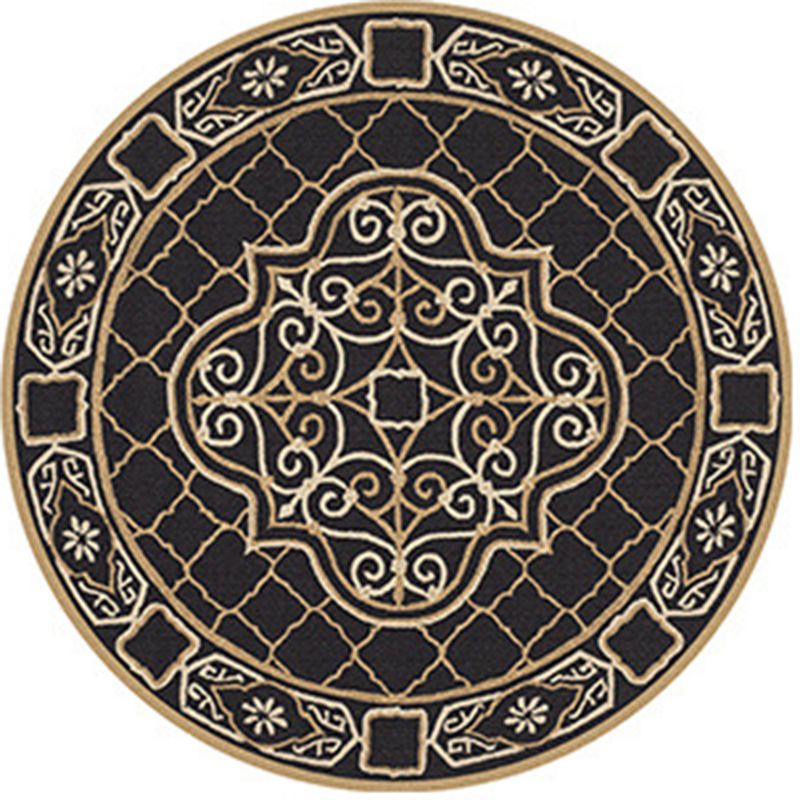 Symmetrical Floral Print Rug Moroccan Polyester Area Rug Anti-Slip Backing Carpet for Home Decor