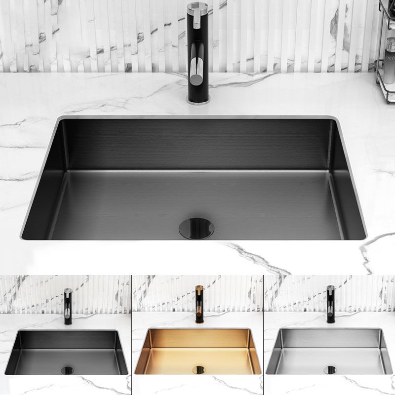 Contemporary Bathroom Sink Metal Rectangular Undermount Bathroom Sink with Pop-Up Drain
