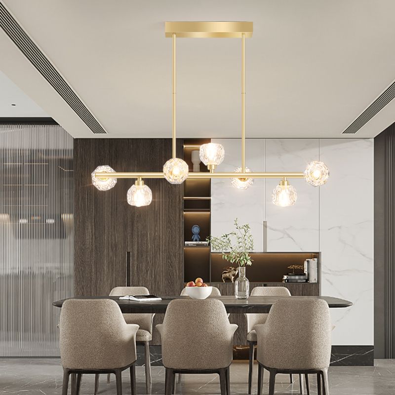 Modern Kitchen Pendant Lights Spherical Glass 7-Light Island Pendant Lights