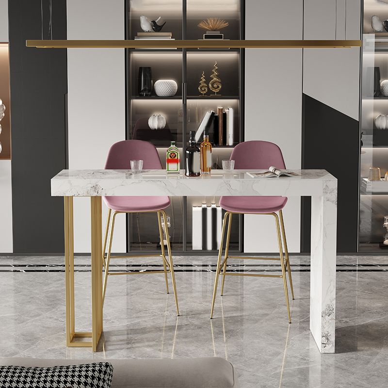 Glam Style Stone Bar Dining Table Rectangle Bar Table for Indoor