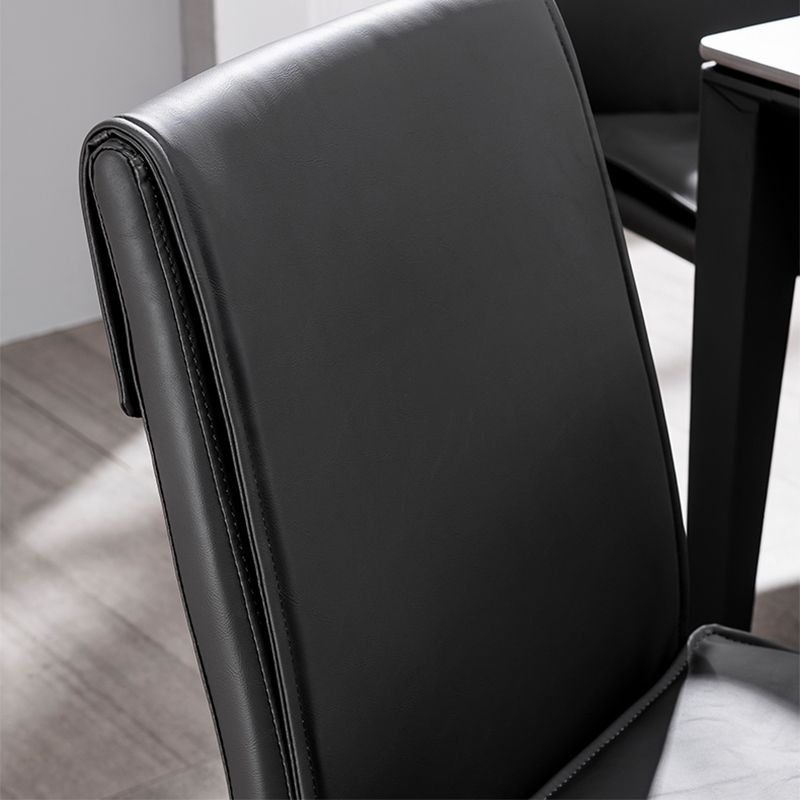 Chaise d'appoint de style moderne pour la maison, chaise de salle à manger rembourrée en métal à dossier solide (Ensemble de 2)
