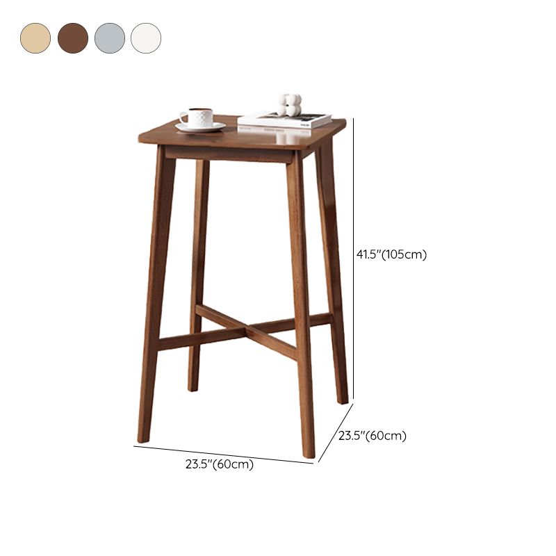 23.6"x23.6"x41.3" Rubberwood Solid Wood Bar Table for Kitchen Dining Room
